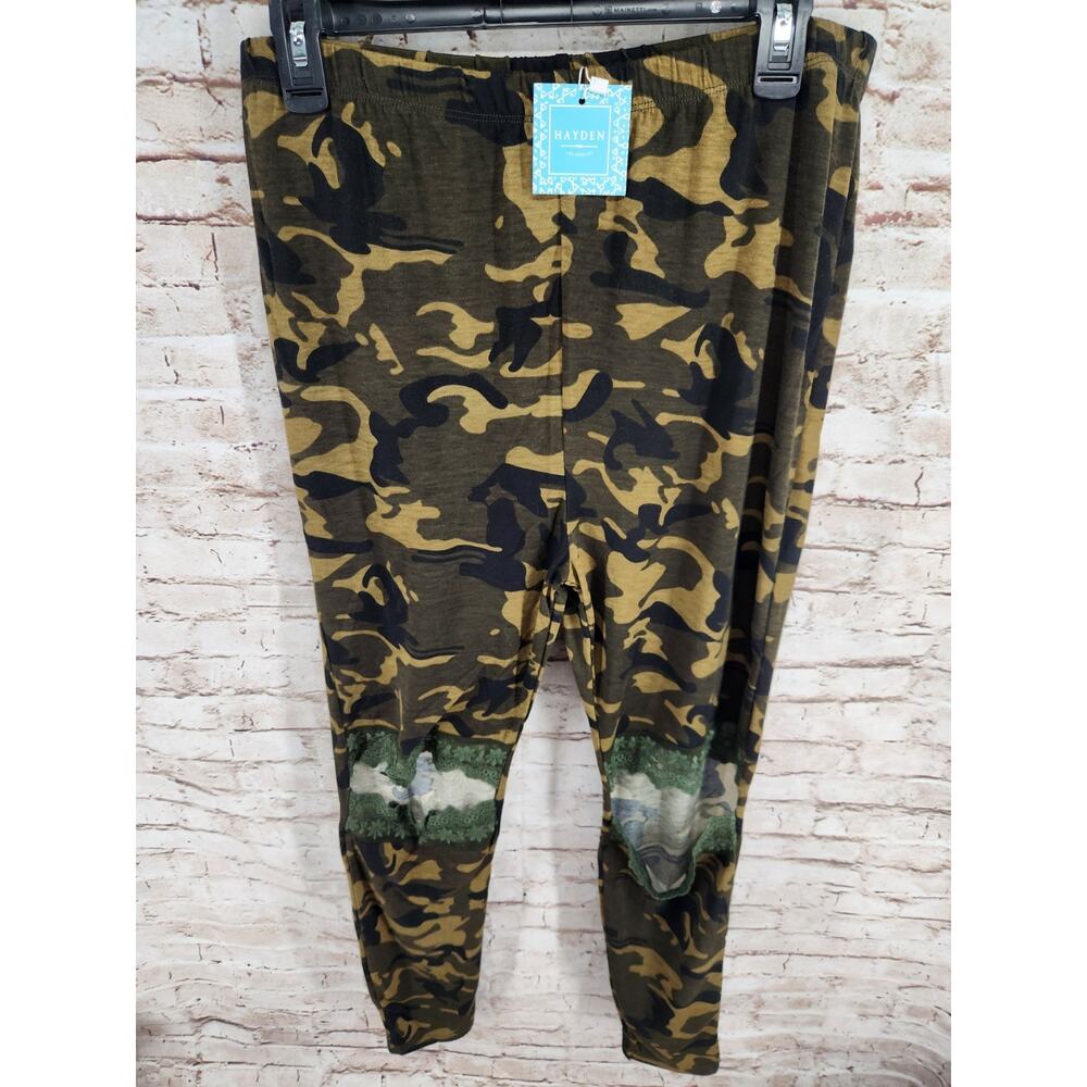 Jayden Distressed Camo Leggings SiZe 1XL Plus Leggings NEW Camo Open Knee